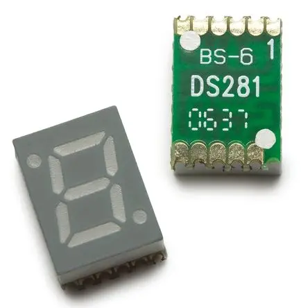 Produktfoto 1 von Broadcom LED-Anzeige 7 Segmente 1 Zeichen Kathode, Rot 632nm 7.5mcd Zeichenbreite 4.6 mm Rechts Zeichenhöhe 7 mm