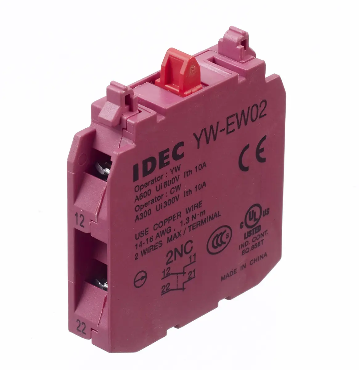 Produktfoto 1 von Idec CW Series Kontaktblock 2 Öffner Schraubanschluss