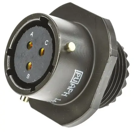 Produktfoto 1 von Amphenol Limited, 62 GB Messing MIL-Spec Rundsteckverbinder Gerade, 3-polig, Kabel, Gehäuse 12 Buchse, MIL-DTL-26482