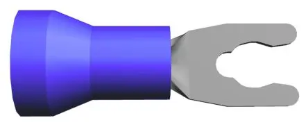Produktfoto 1 von TE Connectivity Blau Isoliert Gabelkabelschuh B. 6.35mm, M3.5 (6) Vinyl 16 AWG 14 AWG