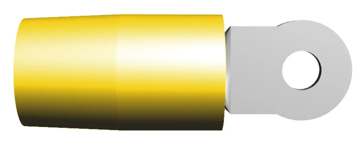 Produktfoto 1 von TE Connectivity TERMINYL Ringkabelschuh, Isoliert 4 AWG, Nylon, Gelb, 4 AWG max.AWG, aussen ø 11.1 mm, innen ø 4.43 mm,