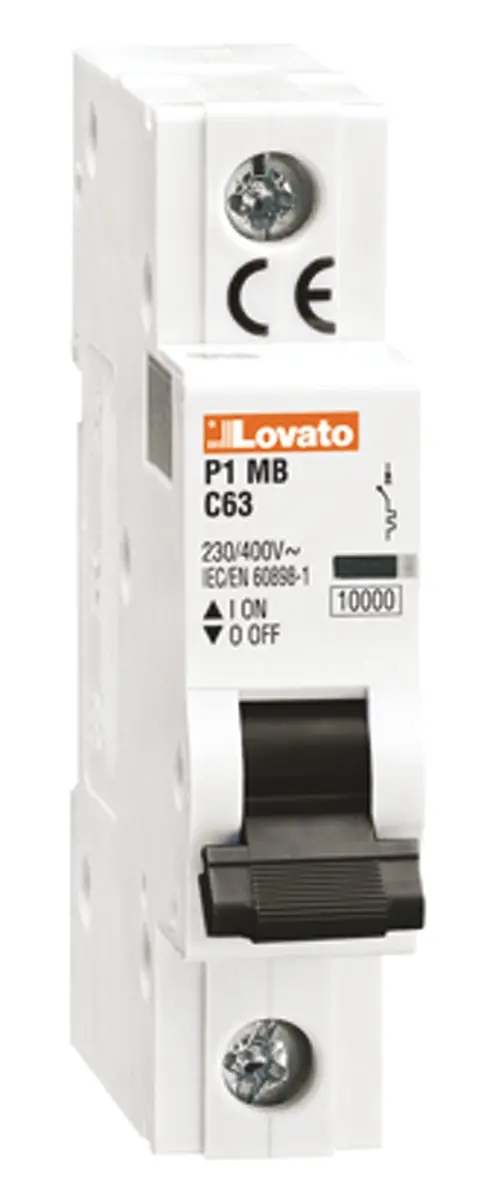 Produktfoto 1 von Lovato P1MB Miniaturüberlastschalter Typ B, Pol 1-polig 63 A 230 V ac, Abschaltvermögen 10 kA Modulo 60 V dc