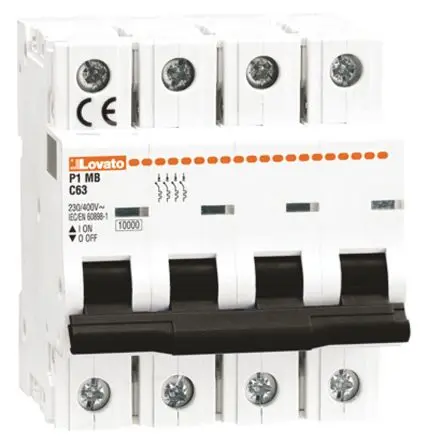 Produktfoto 1 von Lovato Modulo Miniaturüberlastschalter Typ C, Pol 4-polig 63A 400V ac, Abschaltvermögen 10 kA Modulo