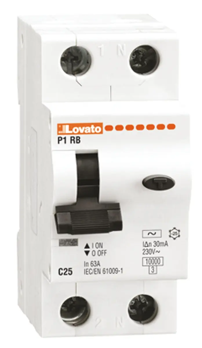 Produktfoto 1 von Lovato P1RB FI/LS-Schalter (RCBO) 25 A, 1-polig Typ C, Empfindlichkeit 30 mA