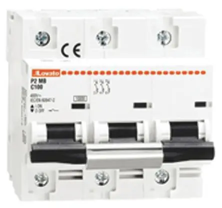 Produktfoto 1 von Lovato P2MB Miniaturüberlastschalter Typ C, Pol 3-polig 100A 400V ac, Abschaltvermögen 10 kA Modulo 60 V dc