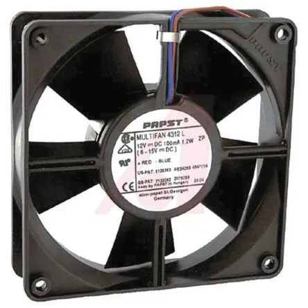 ebm-papst 4300 Axiallüfter, Kugel, 12V dc / 5 W, 2800 U/min, 170 m³/h IP68 119 mm 32mm 32 mm