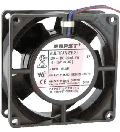 Produktfoto 1 von ebm-papst 8300 Axiallüfter, Kugel, 12V dc / 4 W, 4200 U/min, 67 m³/h IP68 80 mm 32mm 32 mm