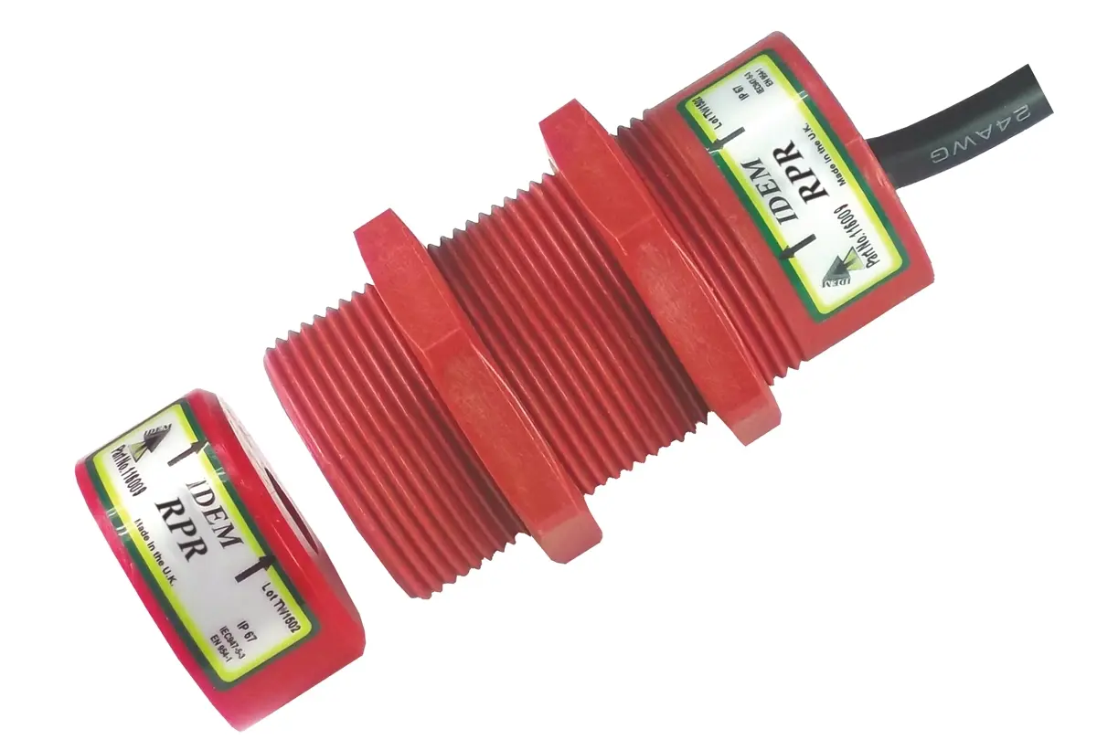 Produktfoto 1 von IDEM IDEMAG RPR 2m Kabel Berührungsloser Sicherheitsschalter aus Kunststoff 24V dc, 2 Öffner / Schließer, Magnet