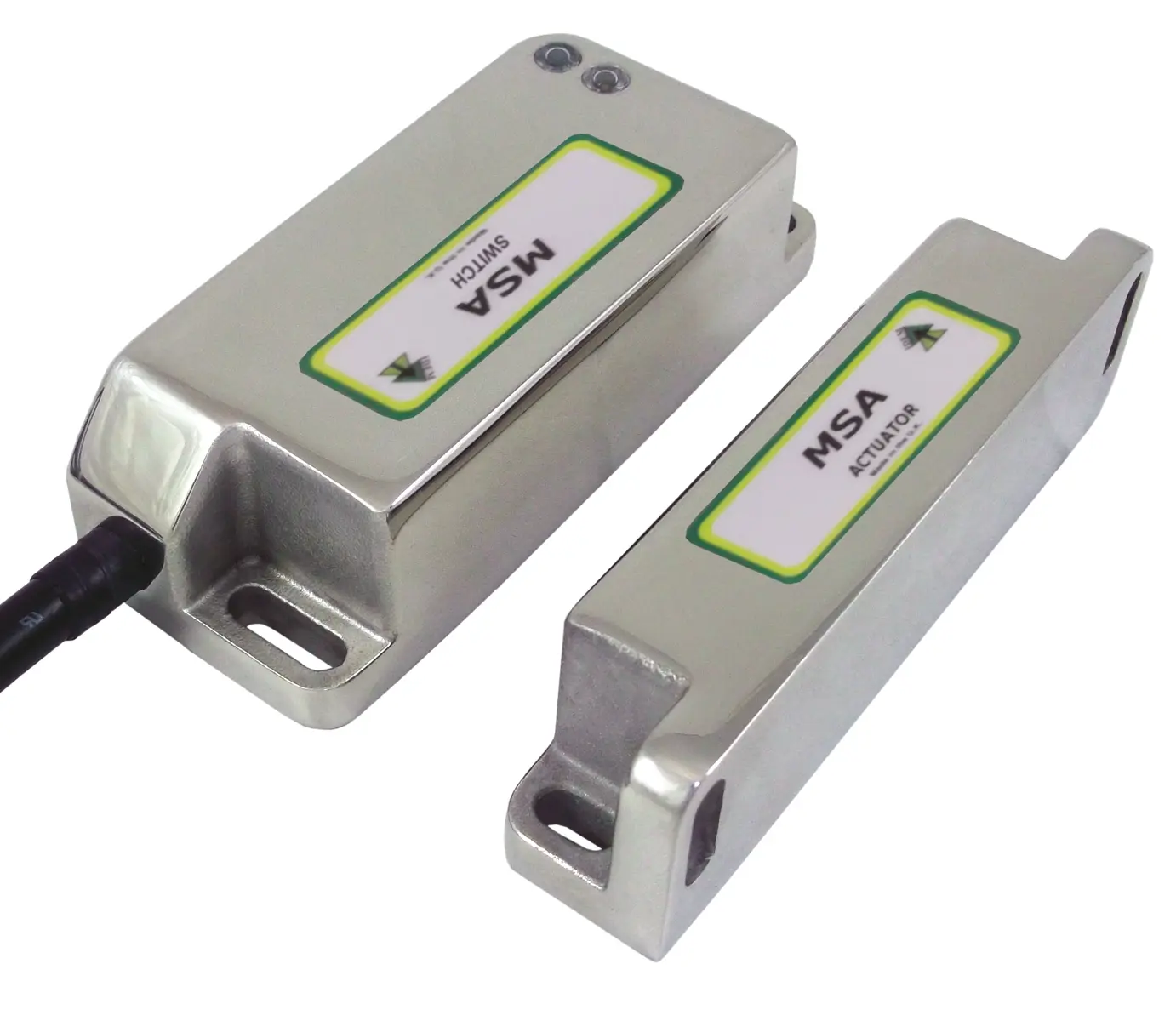 Produktfoto 1 von IDEM MSA 2m Kabel Berührungsloser Sicherheitsschalter aus Edelstahl 316 24V dc, 2 Öffner / Öffner, Mastercodierung