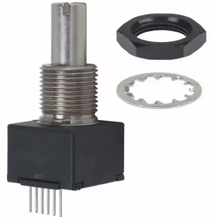 Produktfoto 1 von Bourns EM14 Optischer Encoder Optisch 64/U, 120U/min, 5 V dc, CMOS, HCMOS, TTL Geschlitzt mit Ø 6mm Schaft