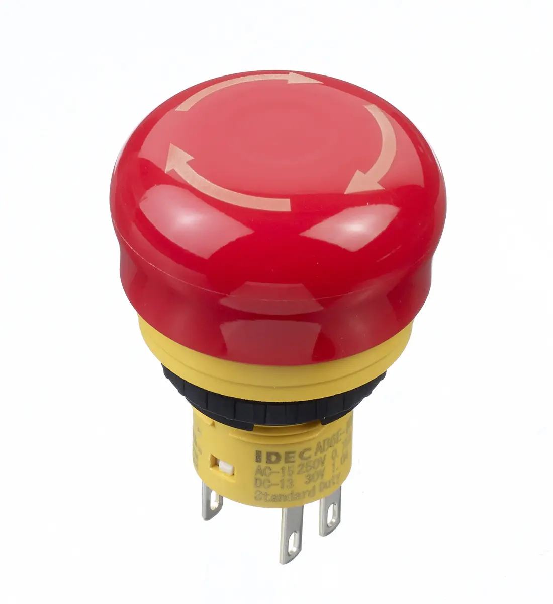 Produktfoto 1 von Idec X6 Not-Aus-Drucktaster, Panel, Ø 16 mm, 2 Öffner, Rot IP65, Drehfreigabe