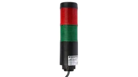Produktfoto 1 von Werma Kompakt 37 LED Signalturm Summer 2-stufig Linse Rot, Grün 24V Dauer Bohrung, Basis, Halterung 141 mm Multifunktion