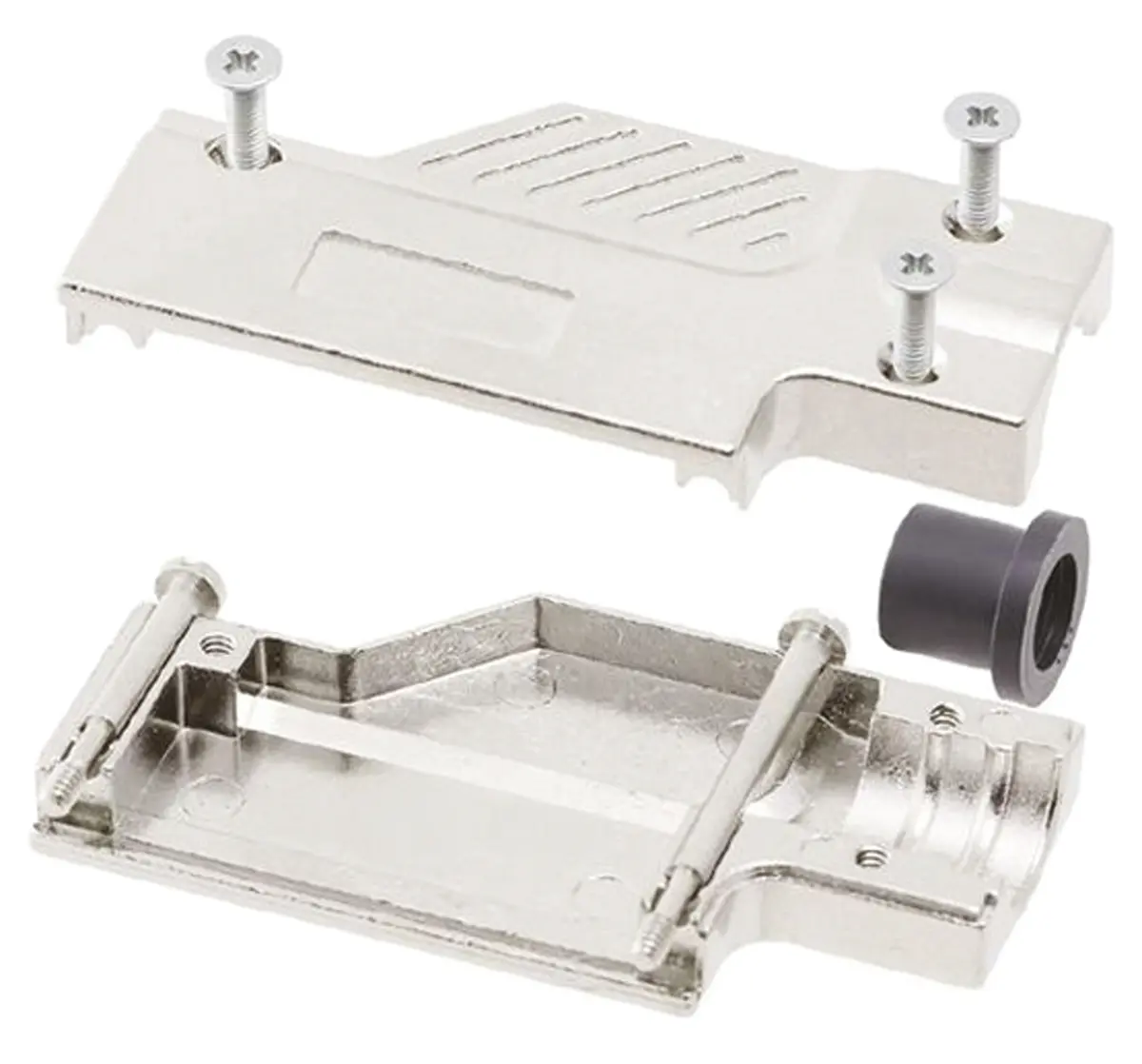 Produktfoto 1 von MH Connectors MHDCMR D-Sub-Gehäuse gewinkelt, 37-polig, D: D-Sub-Gehäuse Zugentlastung, Silber, Größe C, aus Zink