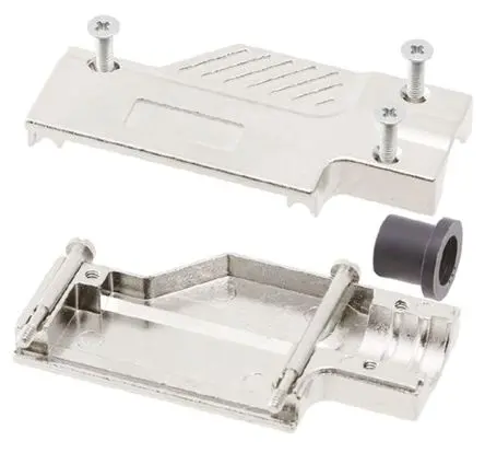 Produktfoto 1 von MH Connectors MHDCMR D-Sub-Gehäuse gewinkelt, 37-polig, D: D-Sub-Gehäuse Zugentlastung, Silber, Größe C, aus Zink