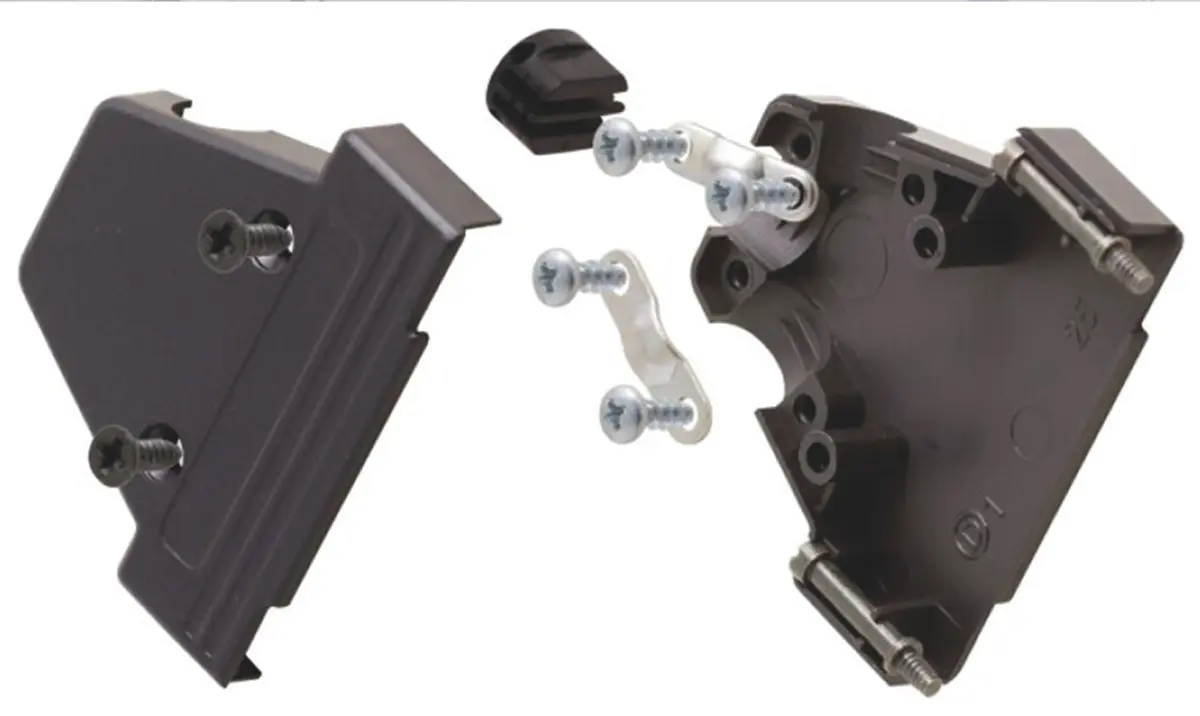 Produktfoto 1 von MH Connectors MHTRI-P D-Sub-Gehäuse Vertikal, 15-polig, D: D-Sub-Gehäuse Zugentlastung, Schwarz, Größe A, aus ABS