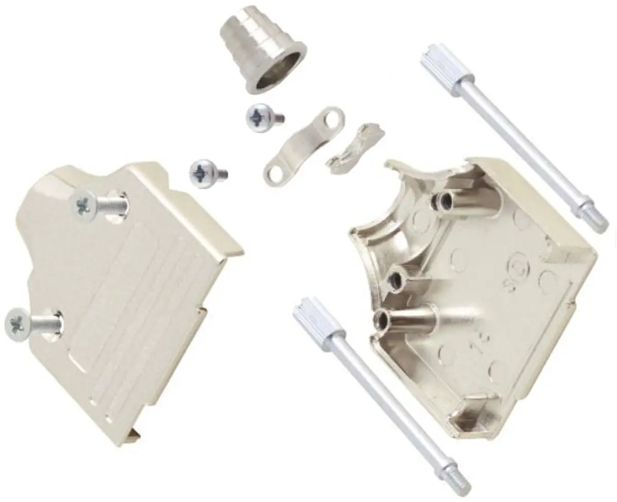 Produktfoto 1 von MH Connectors MHEE D-Sub-Gehäuse Gerade, 25-polig, D: D-Sub-Gehäuse Zugentlastung, Silber, Größe B, aus Zink
