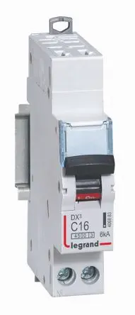 Produktfoto 1 von Legrand DX3 Miniaturüberlastschalter Typ C, Pol 1-polig 16A 250V ac, Abschaltvermögen 6 kA DX 12 V dc