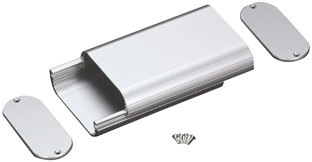 Takachi Electric Industrial Tragbares Gehäuse, Aluminium, 110 mm Eingebautes Batteriefach, 112 mm, H. 30 mm, Silber,