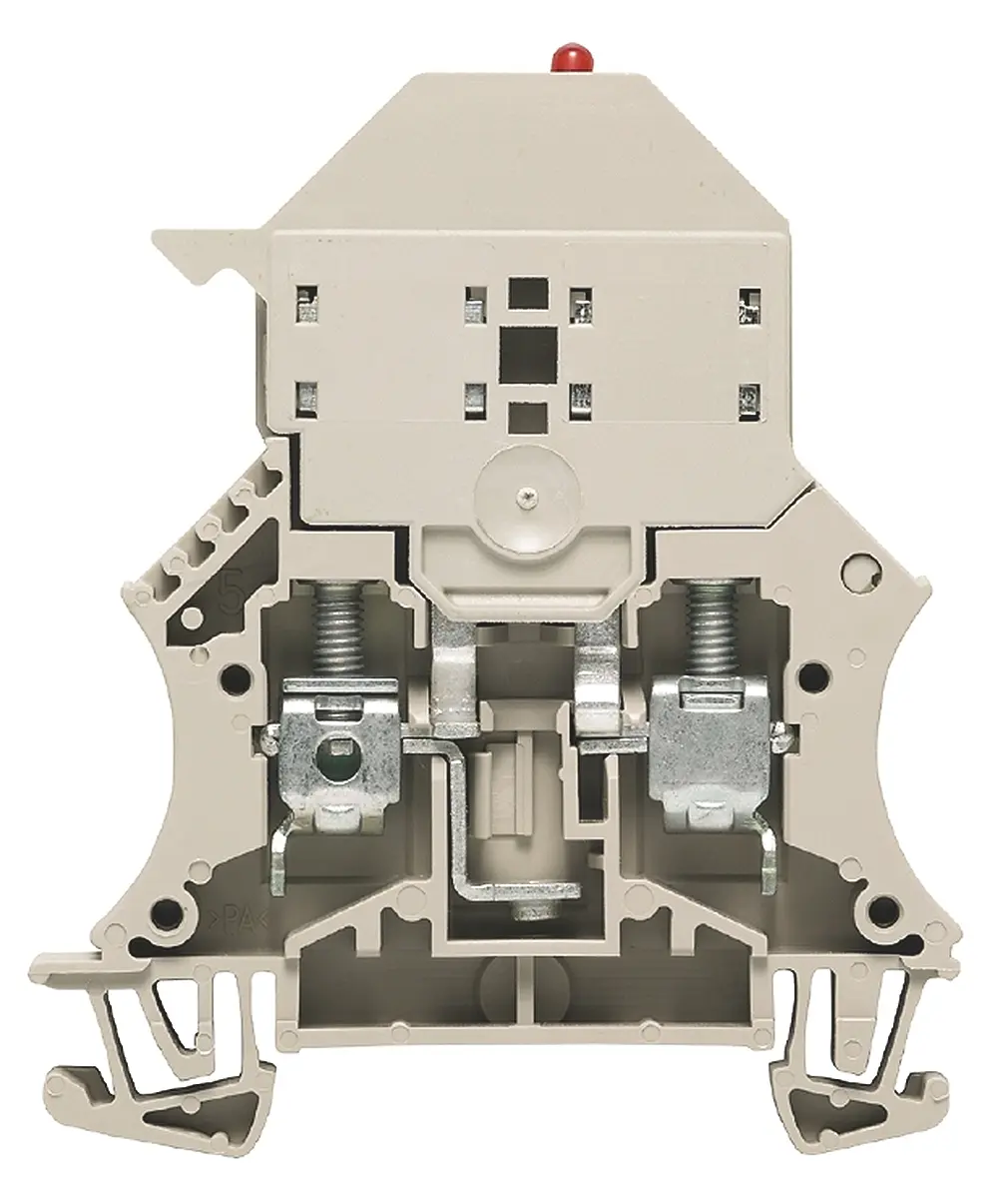 Produktfoto 1 von Weidmüller W Reihenklemme mit Sicherungshalter 1 Dunkelbeige, 10 mm², 150 V ac/dc Schraubbefestigung Abgesichert