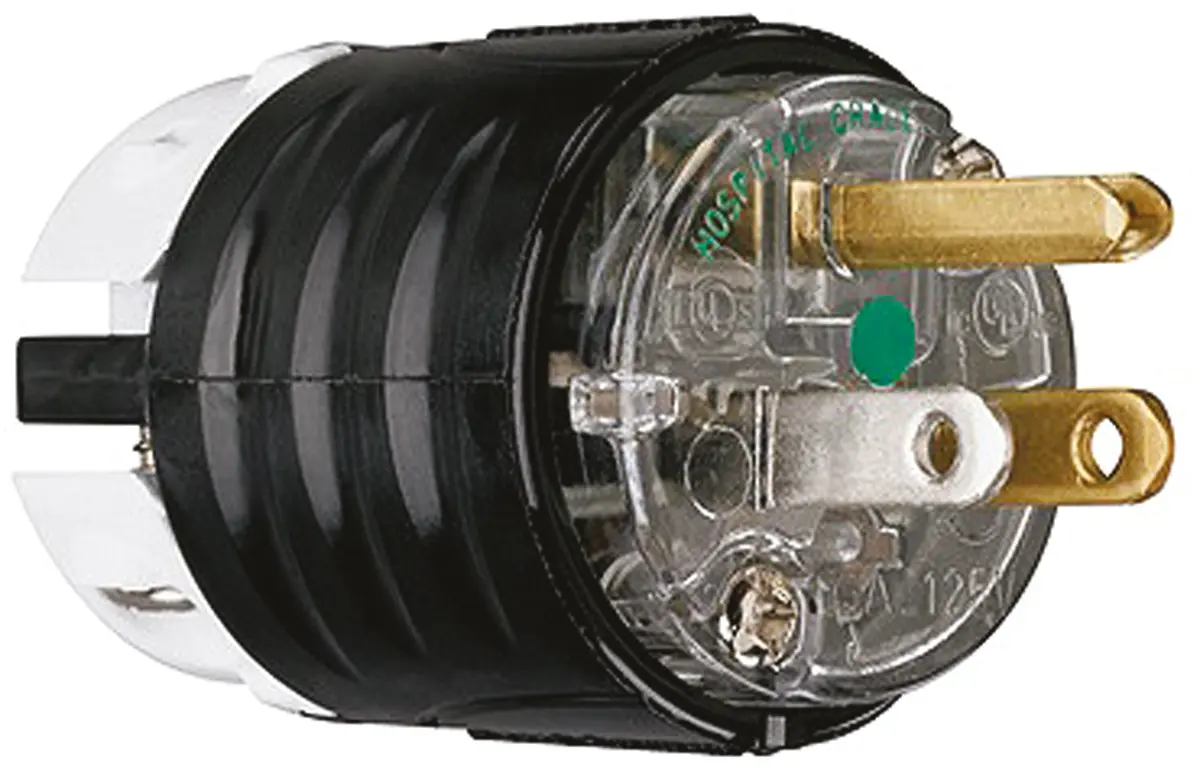 Produktfoto 1 von PASS & SEYMOUR Netzstecker Kabel 15A, 2+E, NEMA 5-15P Nylon, 125V Klar, Schwarz Schraubbefestigung, für USA