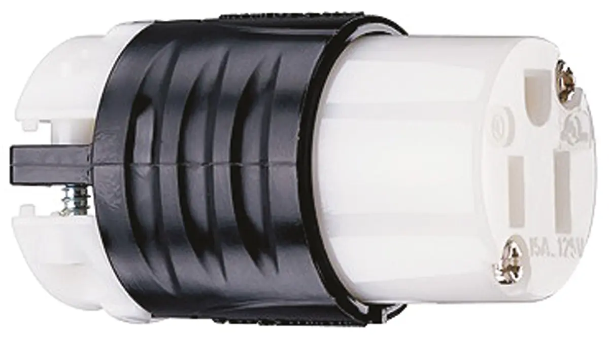 Produktfoto 1 von PASS & SEYMOUR Netzsteckdose Kabel 15A, 2, NEMA 5-15R Nylon, 125V Schwarz, Grau Schraubbefestigung, für USA