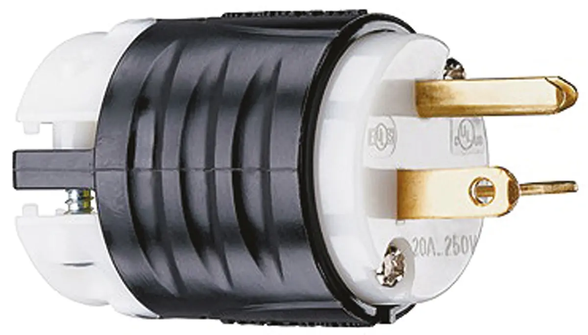 Produktfoto 1 von PASS & SEYMOUR Netzstecker Kabel 20A, 2, NEMA 6-20P Nylon, 250V Weiß, Schwarz Schraubbefestigung, für USA