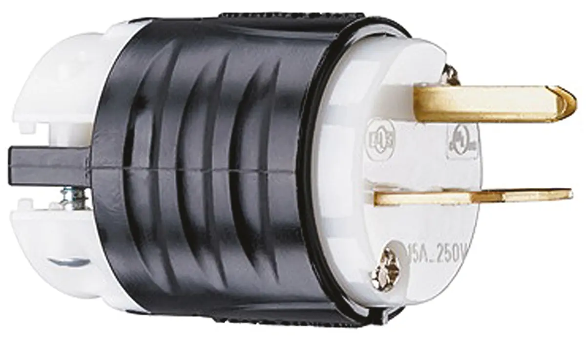 Produktfoto 1 von PASS & SEYMOUR Netzstecker Kabel 15A, 2, NEMA 6-15P Nylon, 250V Weiß, Schwarz Schraubbefestigung, für USA