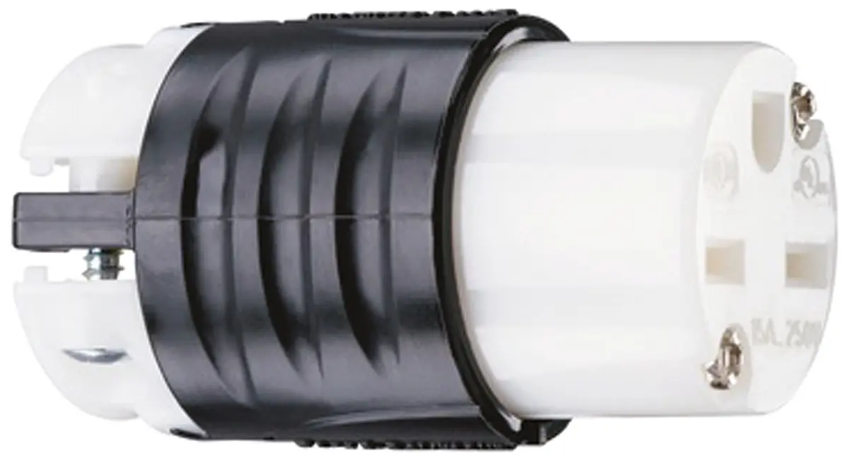 Produktfoto 1 von PASS & SEYMOUR Netzsteckdose Kabel 15A, 2, NEMA 6-15R Nylon, 250V Schwarz, Weiß Schraubbefestigung, für USA