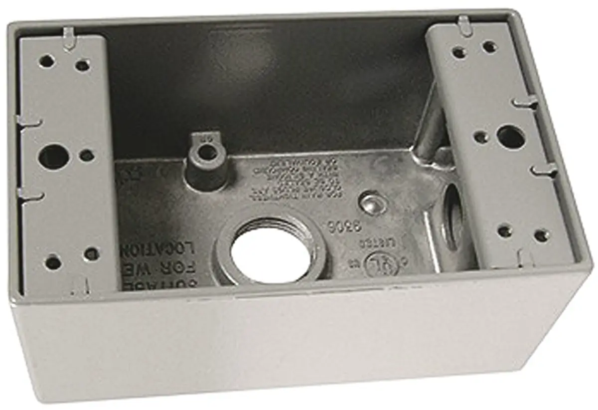 Produktfoto 1 von PASS & SEYMOUR Einbaubox Bürstenmotor, 1-fach, Aluminium, 2.09Zoll, 118 mm Schraubanschlussklemme, 117.6 mm, Grau