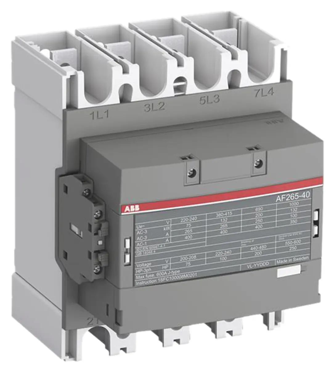 Produktfoto 1 von ABB AF265-40-11-13 AF Leistungsschütz 230 V ac-Spule, 4 -polig , 1 kV / 400 A 132 kW 4 Schließer 1-Hilfskontakte