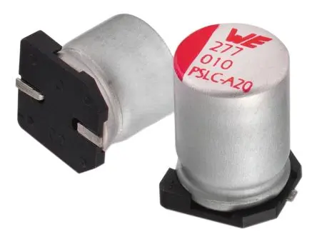 Produktfoto 1 von Würth Elektronik WCAP-PSLP, Oberfläche Polymerkondensator 100 μF ±20 % / 6.3V dc, Ø 5.5 mm, -55 °C → 105 °C