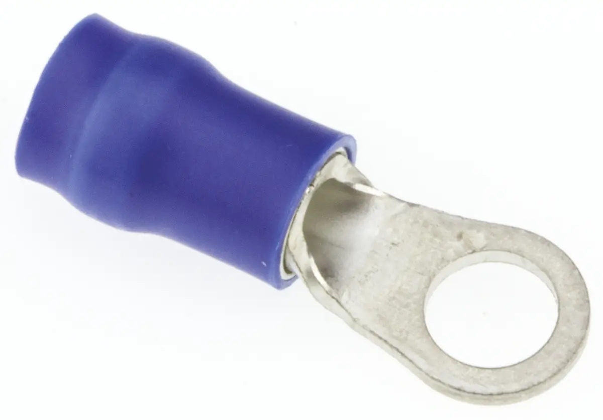 Produktfoto 1 von JST R Ringkabelschuh, Isoliert 16 AWG, Vinyl, Blau, 14 AWG max.AWG, aussen ø 6.6 mm, innen ø 4.3 mm, 4 mm
