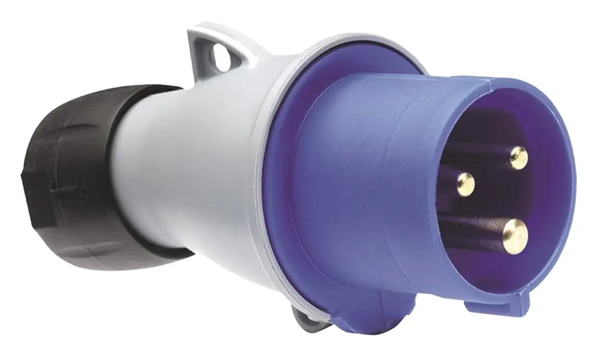 Amphenol Industrial Easy & Safe Leistungssteckverbinder Stecker Blau 2P + E, 230 V / 63A, Kabelmontage IP44