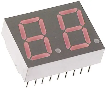 Produktfoto 1 von Broadcom LED-Anzeige 7 Segmente 2 Zeichen Anode, Rot 628nm 7.69mcd Zeichenbreite 7.8 mm Rechts Zeichenhöhe 14.2 mm