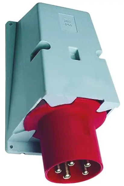 Amphenol Industrial Tough & Safe Leistungssteckverbinder Rot 3P+N+PE, 415V, Frontplattenmontage gewinkelt IP44 63A