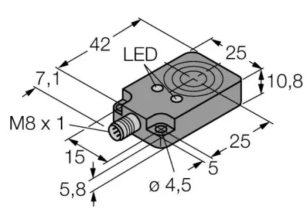 Produktfoto 1 von Turck BI 8U M8 Induktiver Näherungssensor, Kubisch PnP / 200mA 8 mm, IP67 30 V dc