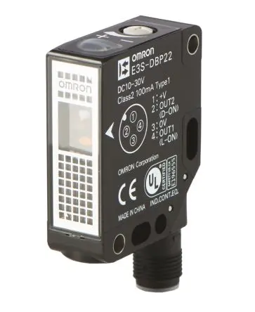 Omron E3S Kubisch Optischer Sensor, Reflektierend, PnP Ausgang, Kabel