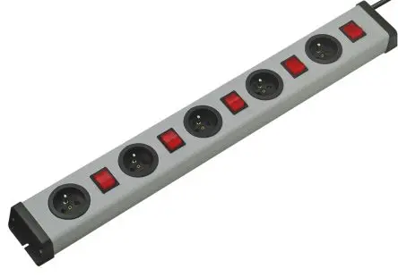 Produktfoto 1 von Ehmann Socket Strips Typ E - Französisch Steckdosenleiste Überspannungsschutz, 5-fach 16A CEE 7/7 Deutscher Schuko /