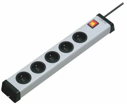 Produktfoto 1 von Ehmann VARIO LINEA Typ E Steckdosenleiste Überspannungsschutz, 5-fach 16A Typ E, 1.5m Kabel, 250V