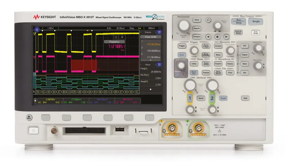 Produktfoto 1 von Keysight 3000 X MSOX3024T Mixed-Signal Tisch Oszilloskop 4-Kanal Analog / 16 Digital 200MHz, ISO-kalibriert CAN, IIC,