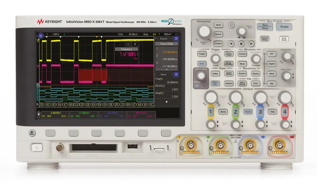 Produktfoto 1 von Keysight InfiniiVision 3000T X MSOX3054T Mixed-Signal Tisch Oszilloskop 4-Kanal Analog / 16 Digital 500MHz,
