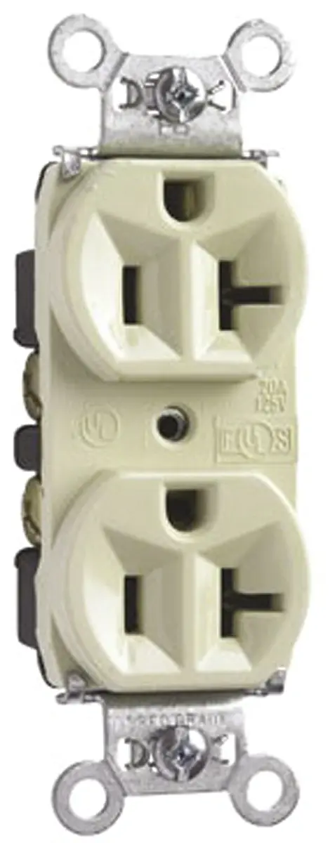 Produktfoto 1 von PASS & SEYMOUR Twin Socket Steckdose NEMA 5-20R 2-fach Außen Polyvinylchlorid Weiß / 20A
