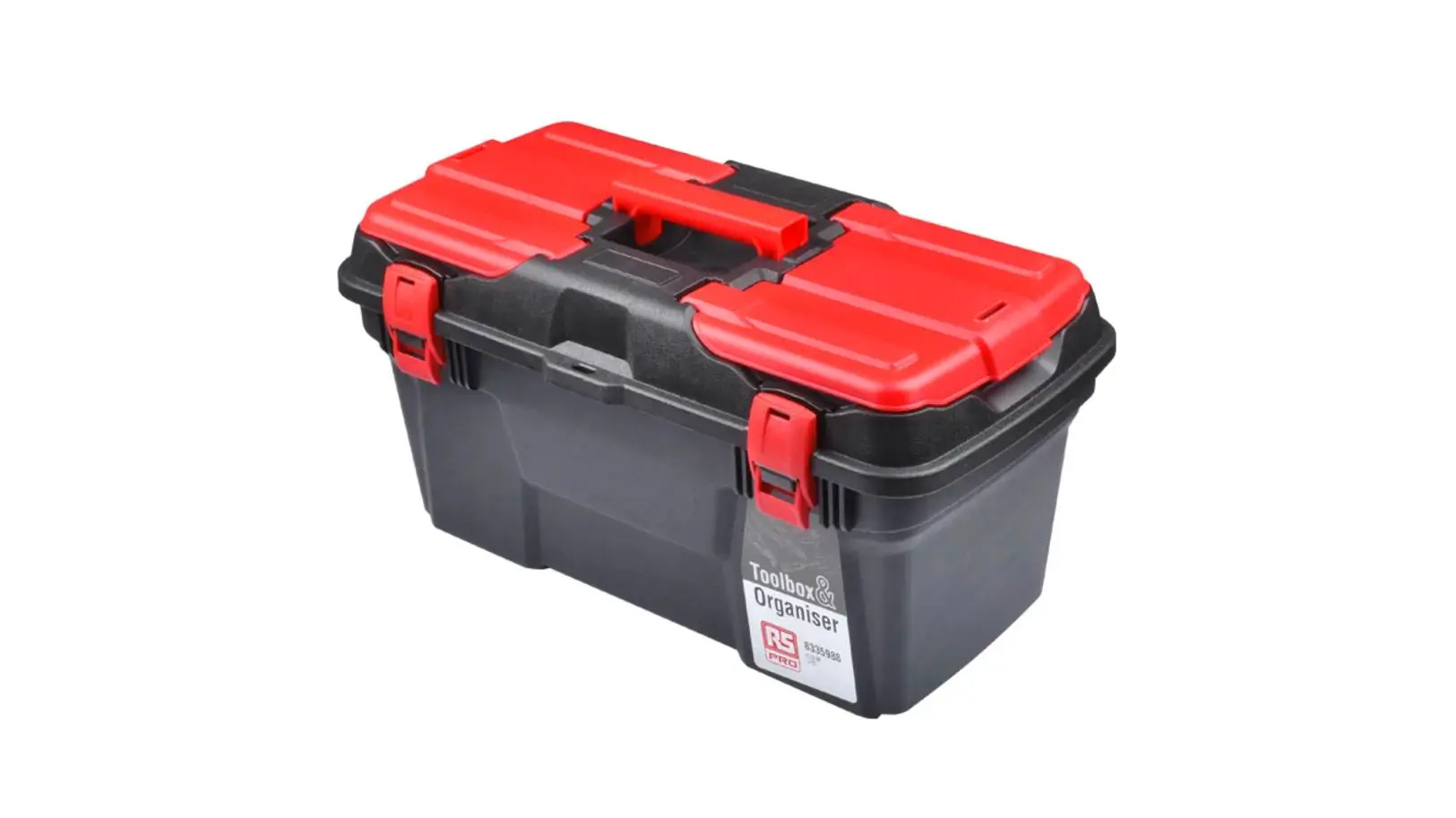 Produktfoto 1 von RS PRO Kunststoff Werkzeugbox Schwarz, Rot, L. 494 mm B. 250mm H. 263 mm, 1.9 kg, Register