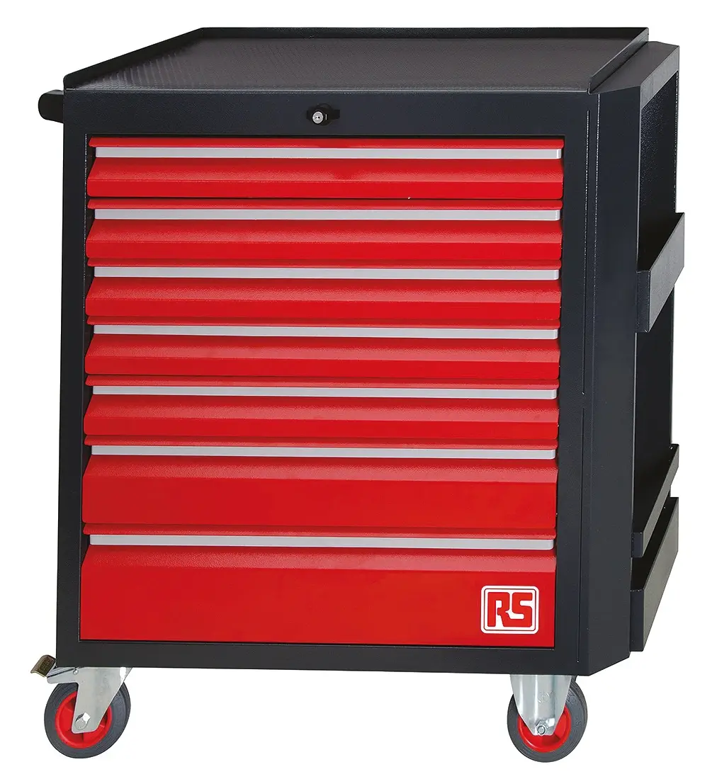 Produktfoto 1 von RS PRO Stahl Rollenschrank, Typ Werkzeugschrank 7 Schubladen mit Rädern, 975 mm x 450 mm x 890 mm