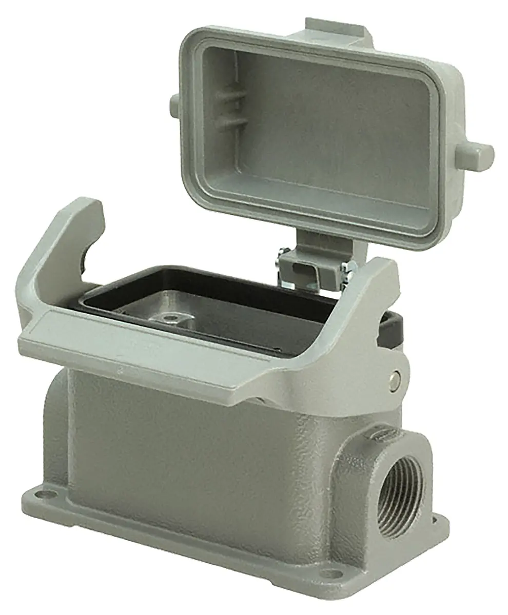 Produktfoto 1 von HARTING 1930 Gehäuse für robusten Stromversorgungsstecker 1 Hebel 1, SMD 10B Steckverbindergehäuse, IP65