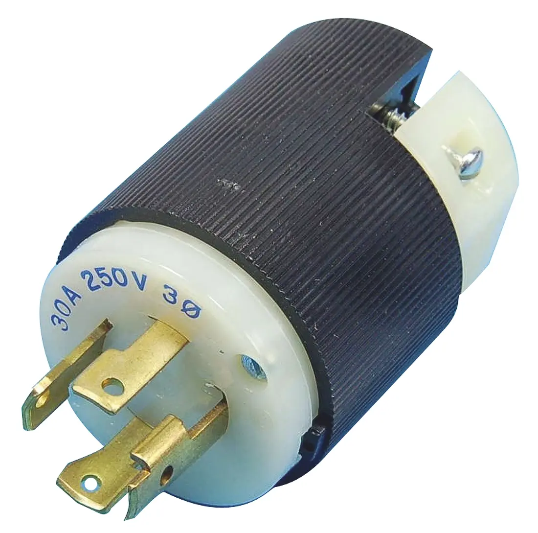 Hubbell Netzstecker Kabel 30A, 3+E, NEMA L15-30P Nylon, 250 V Schwarz, Weiß Schraubbefestigung, für USA