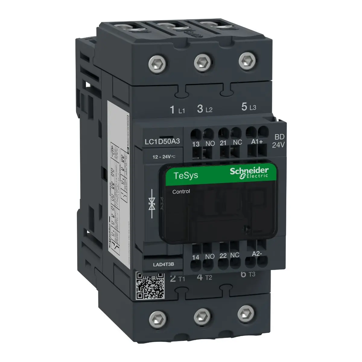 Produktfoto 1 von Schneider Electric TeSyS D Schütz 24V-Spule, 3-polig, 690V / 50 A 24V 30 kW 3 Schließer Motorsteuerung,