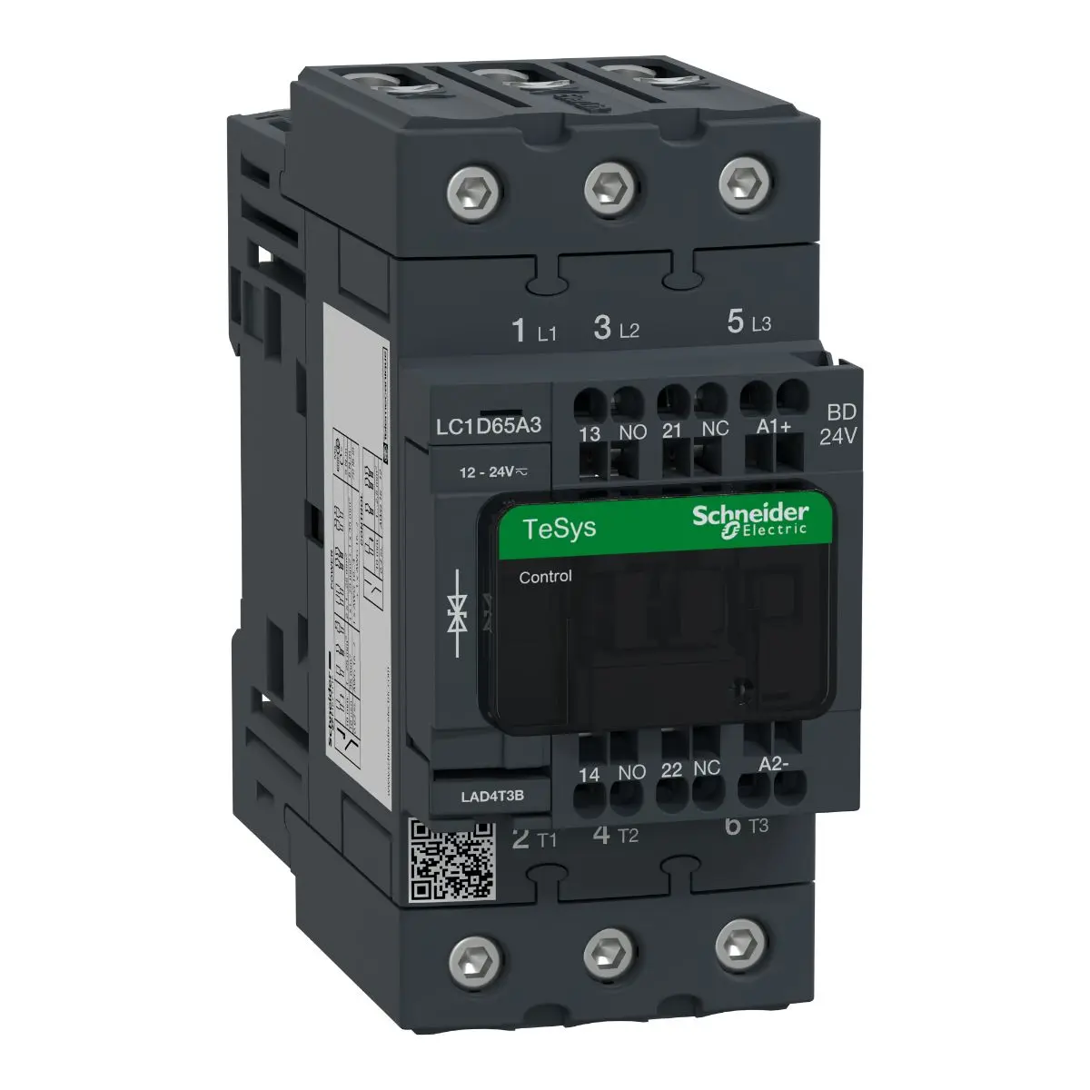 Produktfoto 1 von Schneider Electric TeSyS D Schütz 24V-Spule, 3-polig, 690V / 65 A 24V 30 kW 3 Schließer Motorsteuerung,