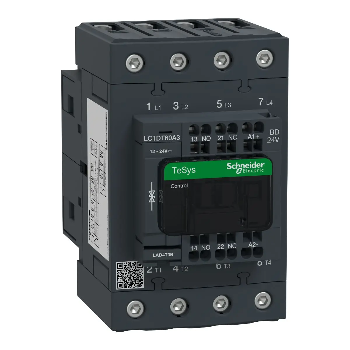 Produktfoto 1 von Schneider Electric TeSyS D Schütz 24V-Spule, 4-polig, 690V / 60 A 24V 5.8 W 4 Schließer Motorsteuerung,