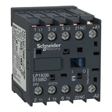 Produktfoto 1 von Schneider Electric TeSyS K Schütz 24V dc-Spule, 3-polig, 690V ac / 6 A 24V dc 3 kW 3 Schließer Motorsteuerung